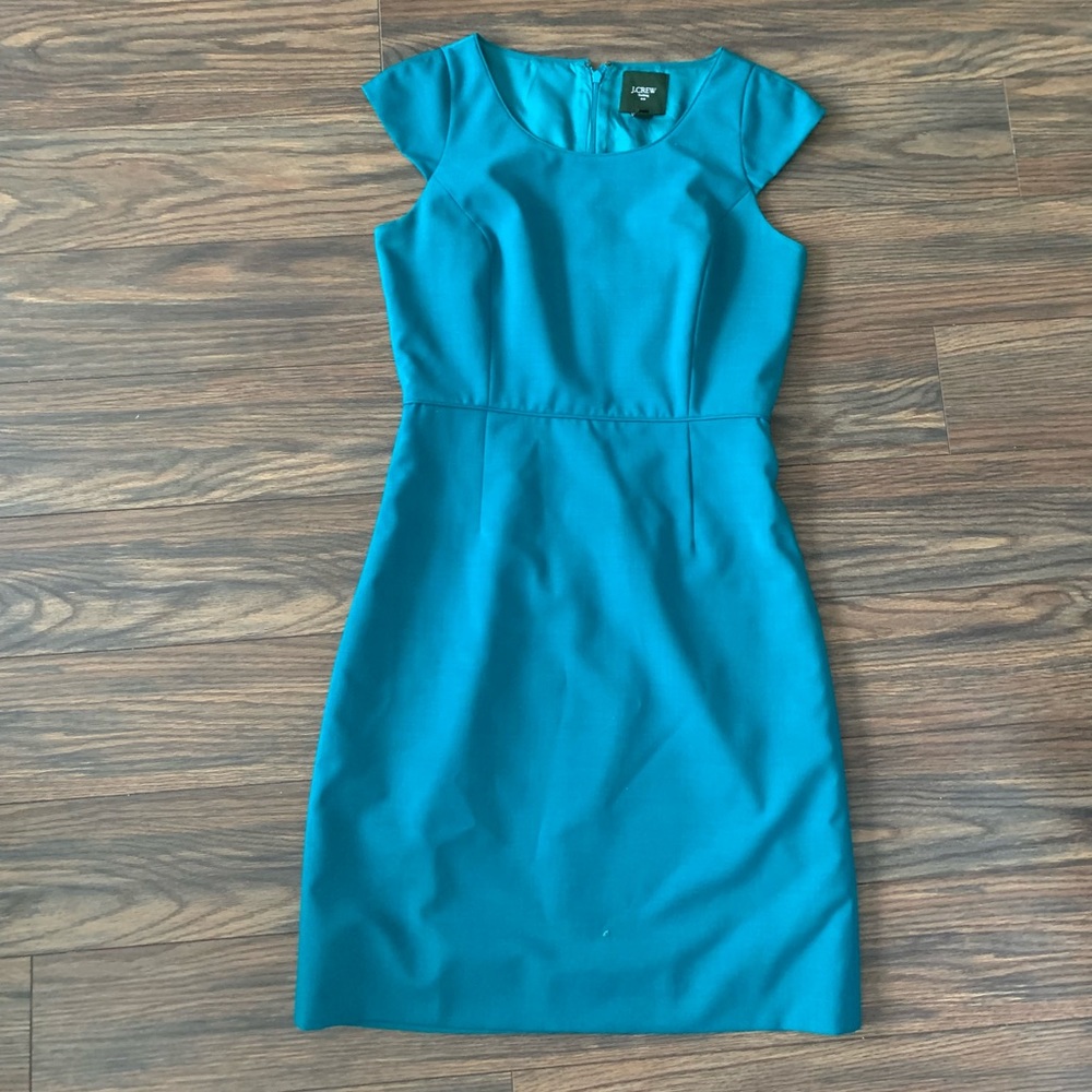 TEAL SHIFT WORK DRESS J CREW